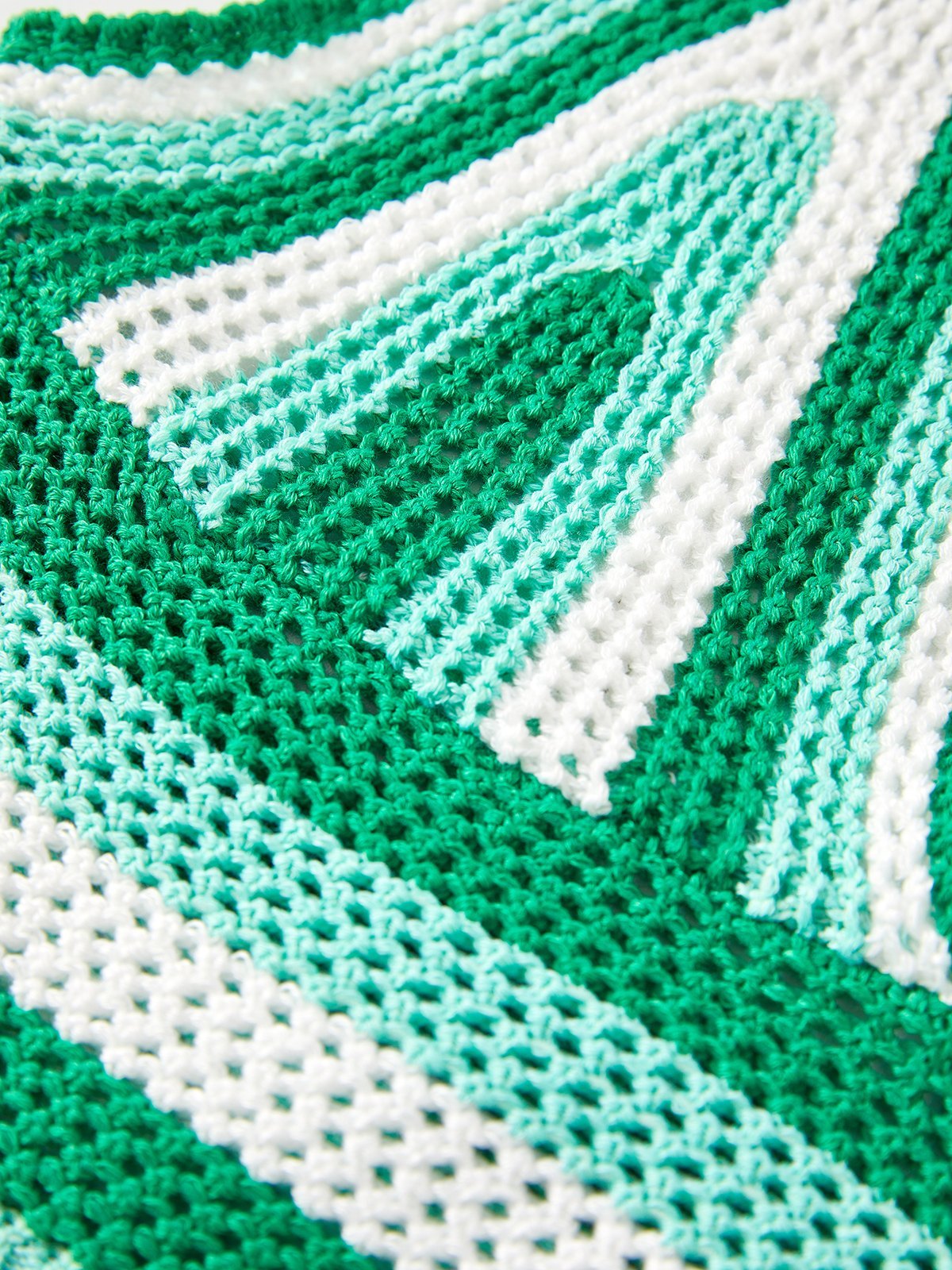 Emmiol Free shipping 2023 Crochet Knit Striped Halter Crop Cami Top Green L in Tank Tops & Camis