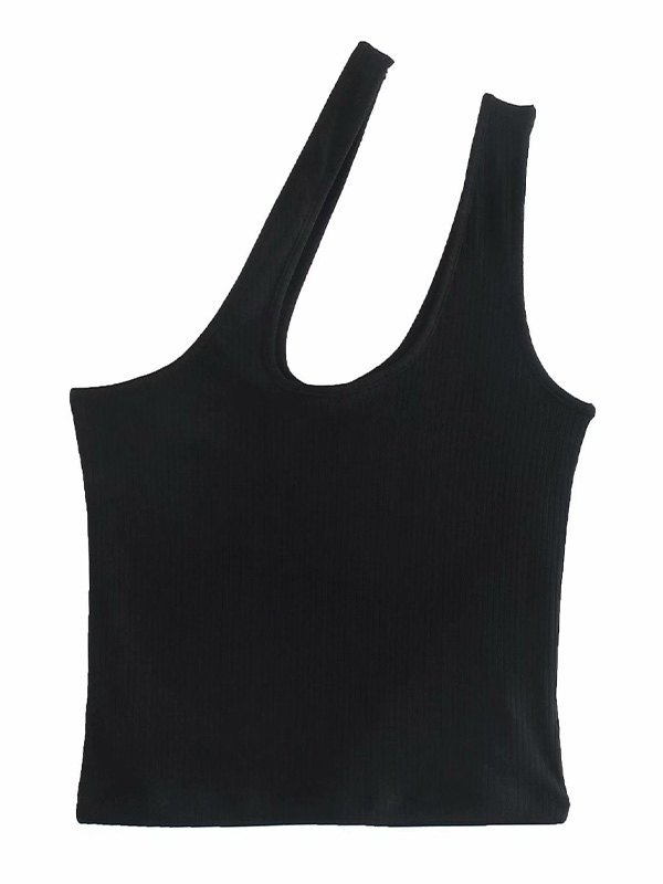 EMMIOL Irregular Rib Knit Crop Tank Top