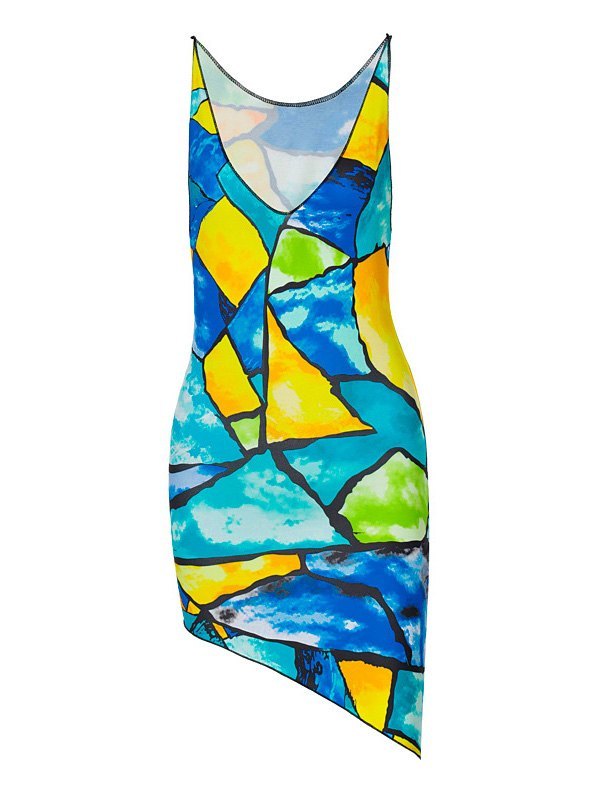 EMMIOL Irregular Geometric Print Midi Dress
