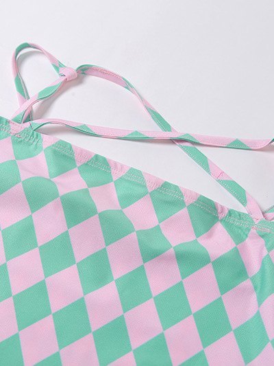 EMMIOL Criss Cross Plaid Cami Top