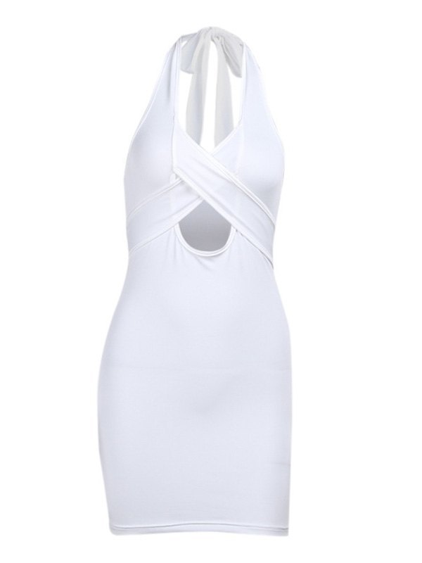 EMMIOL Criss Cross Halter Bodycon Mini Dress