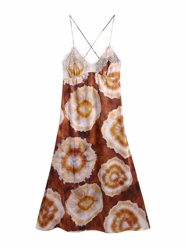 EMMIOL Open Back Printed Slip Maxi Dress