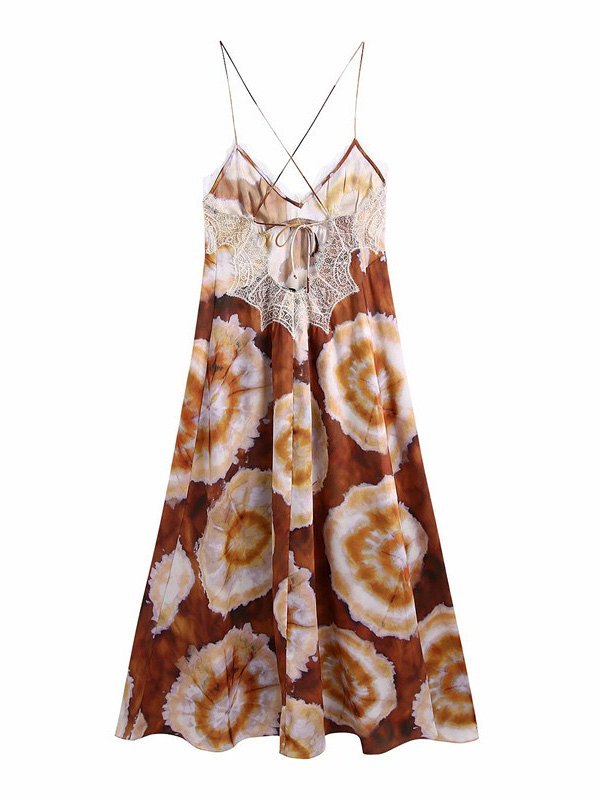 EMMIOL Open Back Printed Slip Maxi Dress