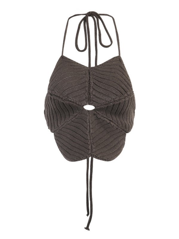 Emmiol Free shipping 2024 Crochet Knit Floral Halter Crop Cami Top