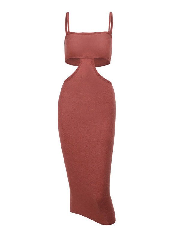 EMMIOL Knitted Cutout Slip Bodycon Maxi Dress