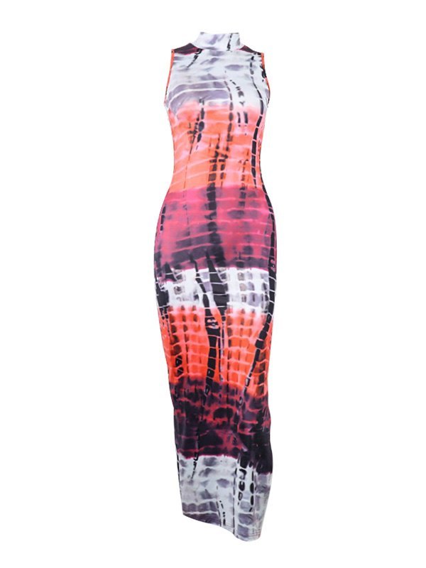 EMMIOL Printed Bodycon Slit Maxi Dress