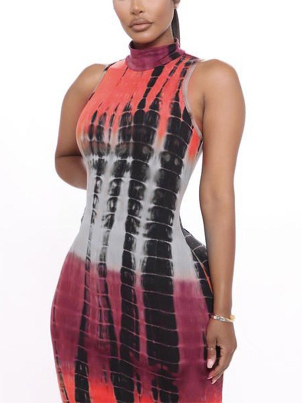 EMMIOL Printed Bodycon Slit Maxi Dress