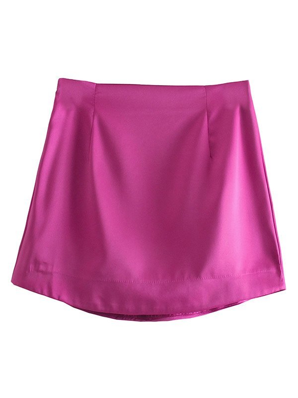 EMMIOL Minifalda de satén de color liso