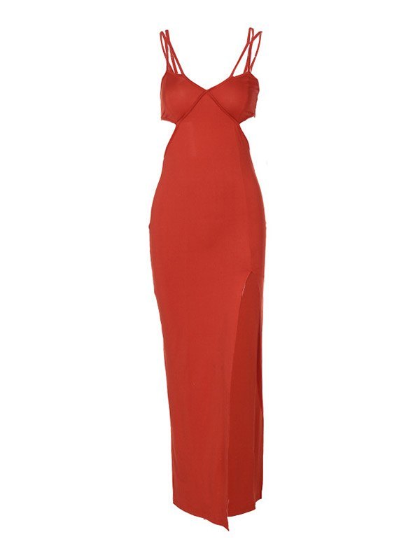 EMMIOL Open Back Split Strappy Maxi Dress