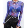 EMMIOL Dragon Print Sheer Mesh Top