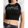 EMMIOL Raglan-Crop-Top mit New Yorker Grafik