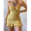 EMMIOL Floral Print Ruffle Slip Mini Dress