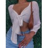 EMMIOL Front Tie Long Sleeve Crop Top