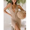EMMIOL Plunge V Neck Slit Maxi Dress