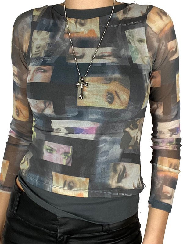 white pattern t shirt