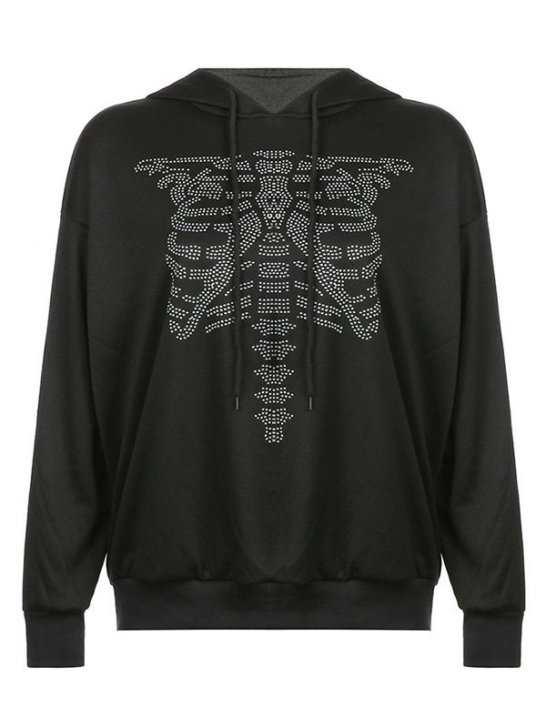 EMMIOL Felpa con cappuccio e dettagli in strass con teschio