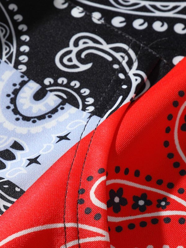EMMIOL Herren Patchwork Bandana Print Hoodie