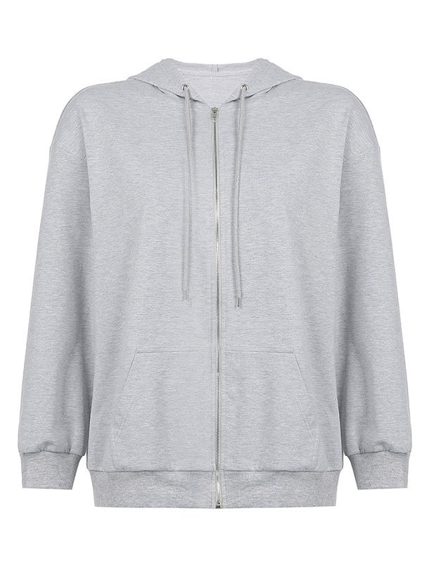 EMMIOL Simple Zip Up Oversized Hoodie