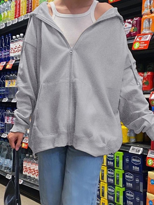 EMMIOL Simple Zip Up Oversized Hoodie
