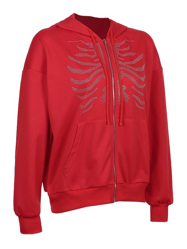 rhinestone skull zipper hoodie