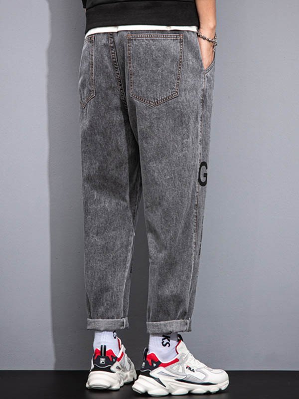 EMMIOL Bedruckte Karottenjeans im Used-Look für Herren