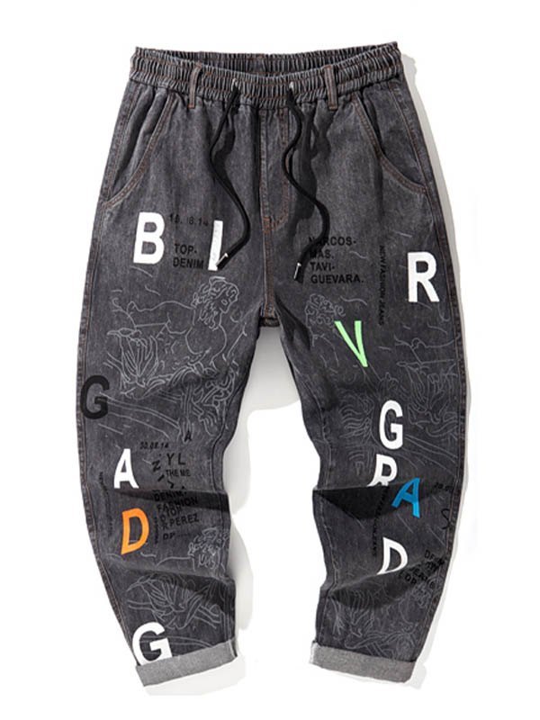 EMMIOL Bedruckte Karottenjeans im Used-Look für Herren