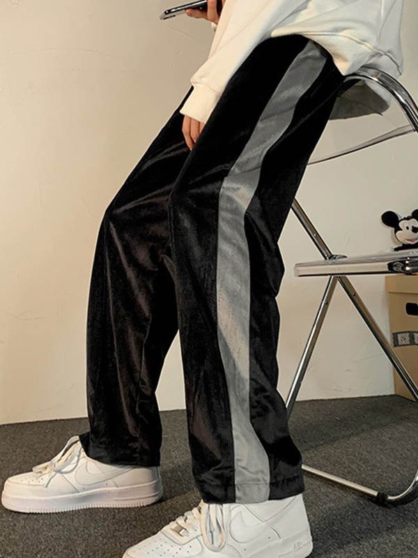 EMMIOL Pantalones casuales de rayas de terciopelo para hombre