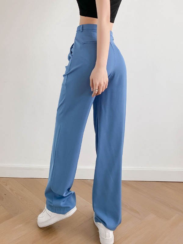 EMMIOL Pantalones de vestir plisados de cintura alta