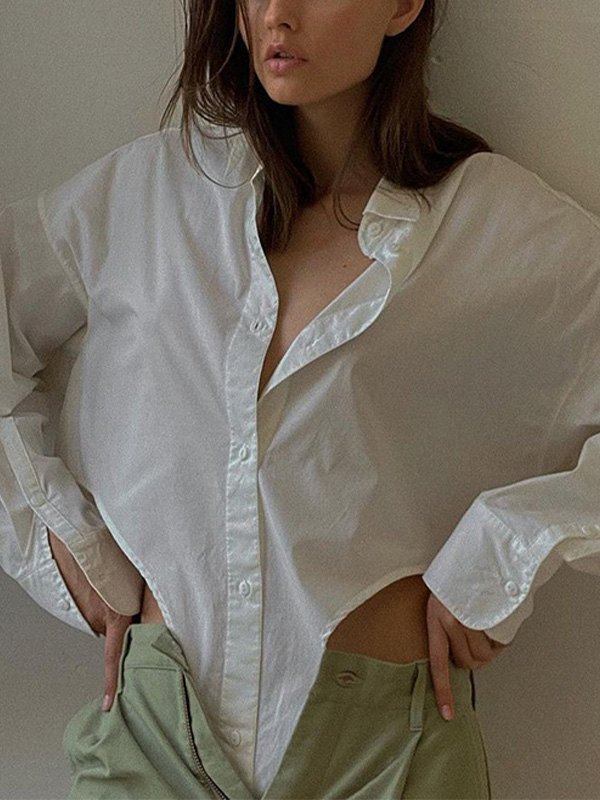 EMMIOL Irregular Long Sleeve Blouse
