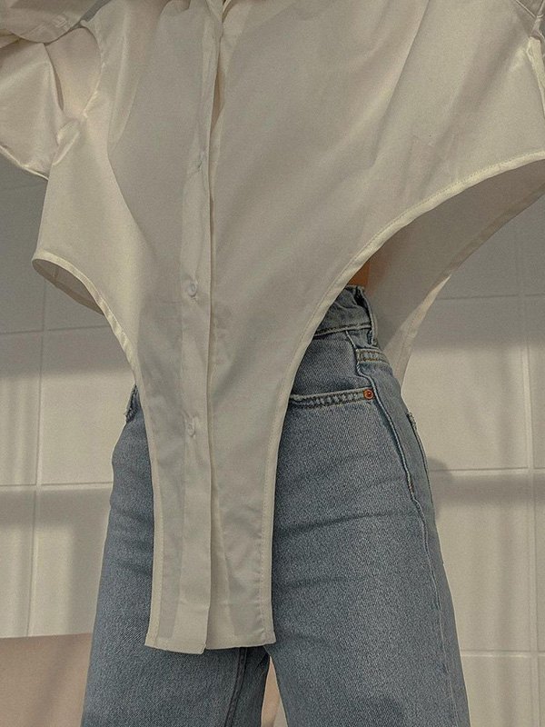 EMMIOL Irregular Long Sleeve Blouse