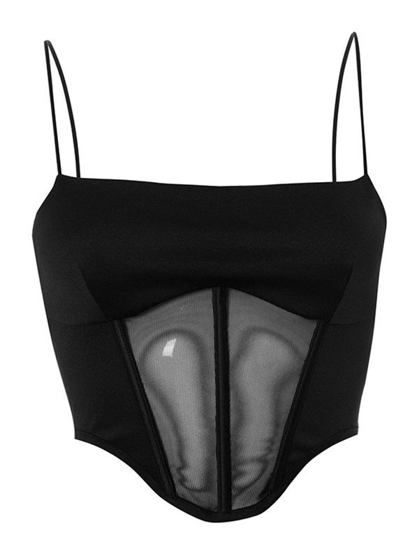 EMMIOL Mesh Paneled Corset Top