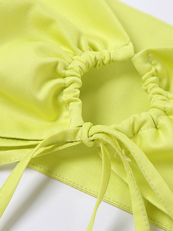 EMMIOL Blusa corta con mangas abullonadas y cordones