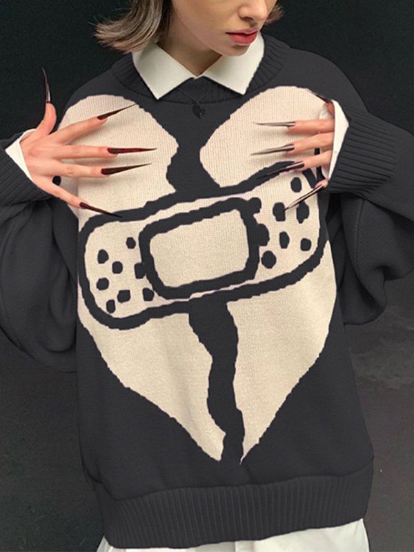 EMMIOL Maglione girocollo cuore spezzato