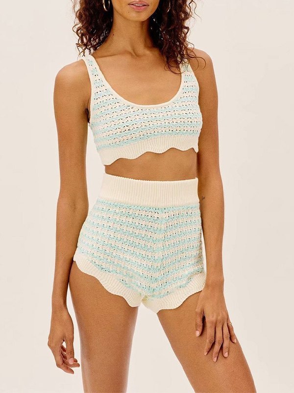 Emmiol Free shipping 2024 Curvy Crochet Knit Crop Tank Top As The