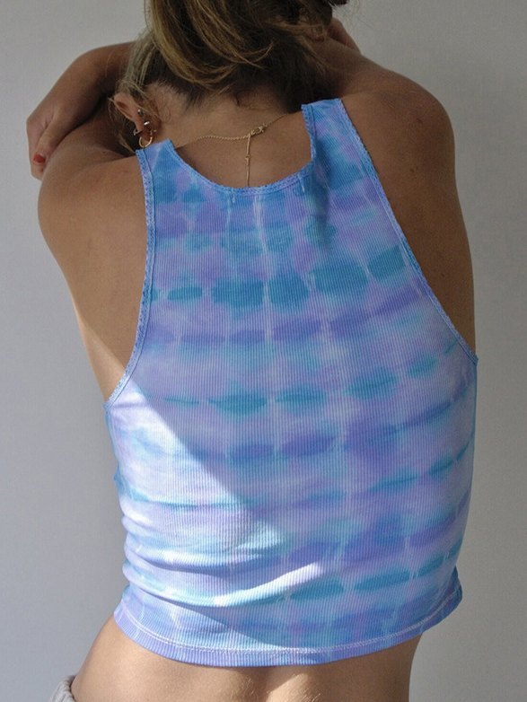EMMIOL Pastel Tie Dye Rib Crop Tank Top
