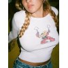 EMMIOL Clown Print Long Sleeve Crop Top