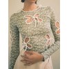 EMMIOL Cutout Floral Long Sleeve Crop Top