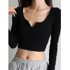 EMMIOL Rib Knit Long Sleeve Crop Top
