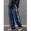 EMMIOL Pantalones de pana con bordado de corazón para hombre
