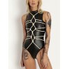 EMMIOL Cord Detail Pu Leather Bodysuit