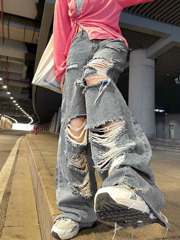2022 Jeans super strappati a vita alta Blu S In Jeans Strappati Online  Store. Best For Sale | Emmiol.com