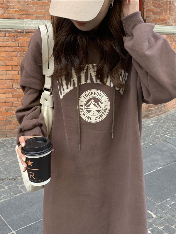EMMIOL Split Long Sleeve Hooded Maxi Dress