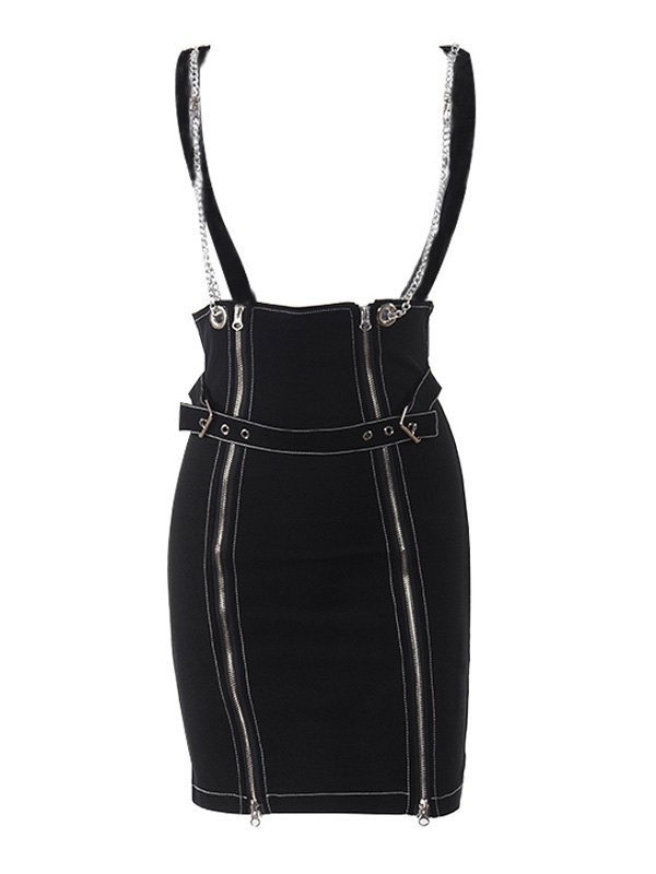 EMMIOL Vestido estilo peto vaquero con adornos de cadena