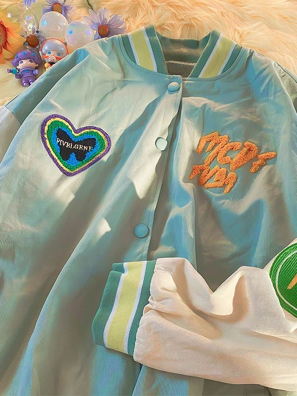 EMMIOL Badge Patch Oversized Varsity Jacket