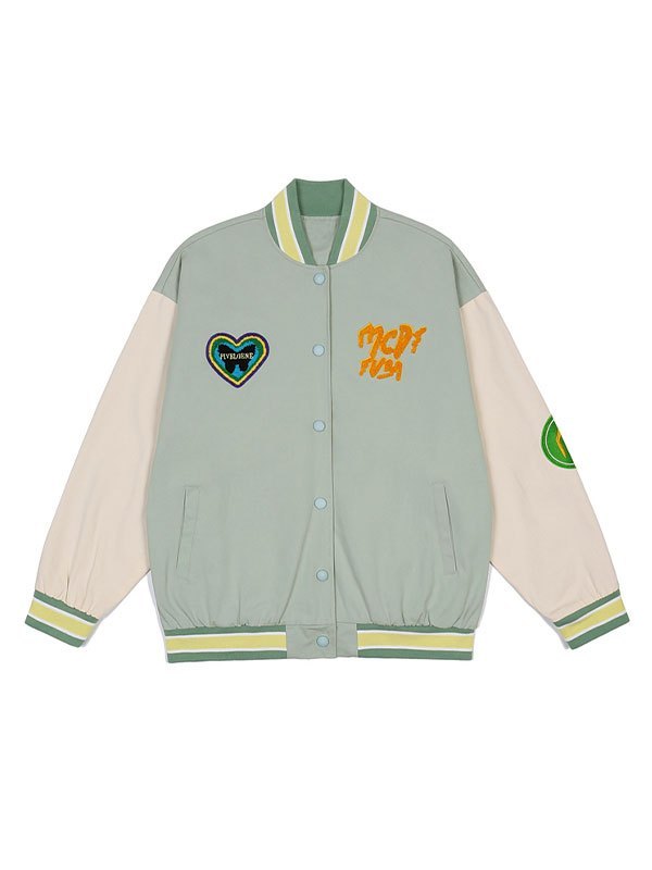 EMMIOL Badge Patch Oversized Varsity Jacket