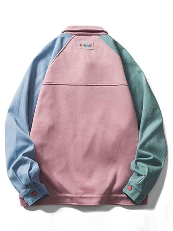EMMIOL Patchwork Buttoned Corduroy Jacket