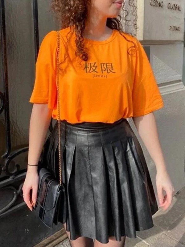 EMMIOL Faux Leather Pleated Mini Skirt