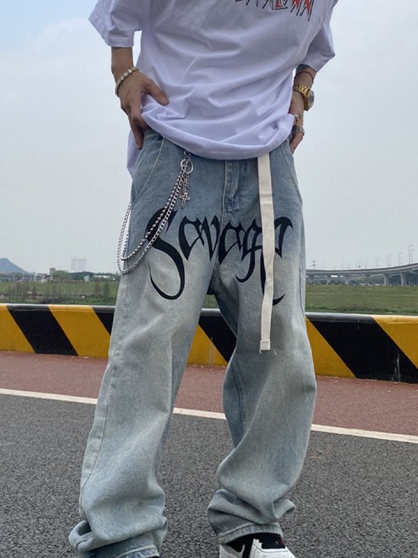 Emmiol Spedizione gratuita 2025 Jeans da uomo a gamba dritta con