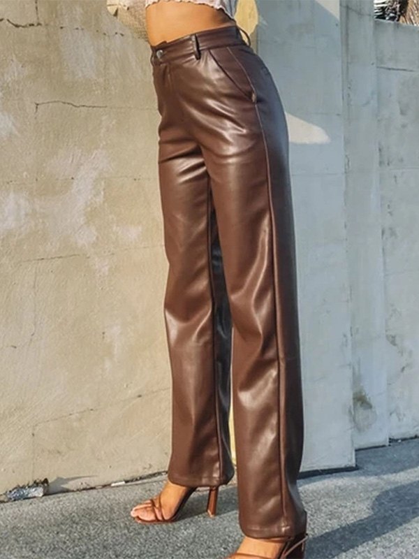 EMMIOL High Waist Faux Leather Pants