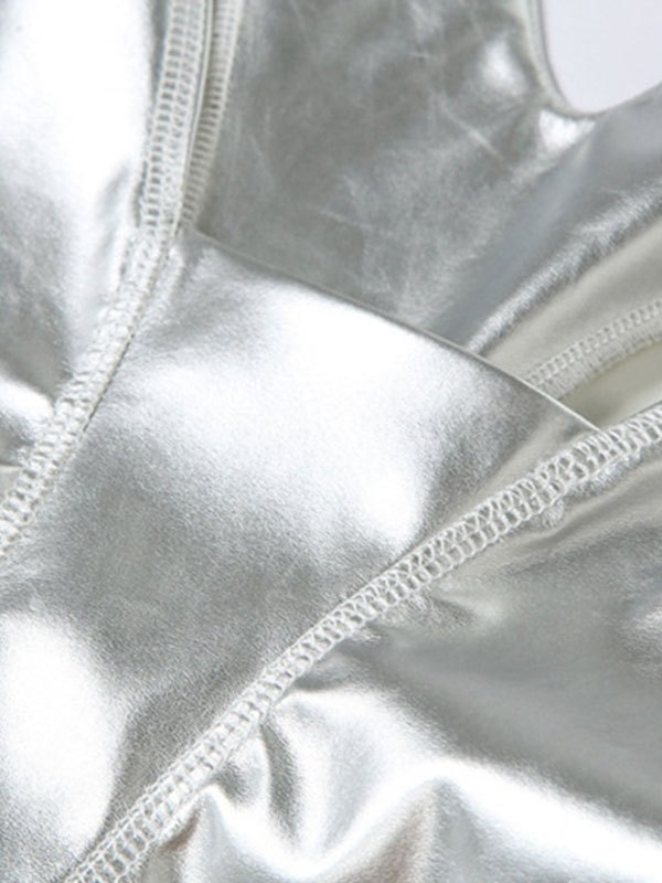 EMMIOL Stacked Low Waist Pu Leather Pants